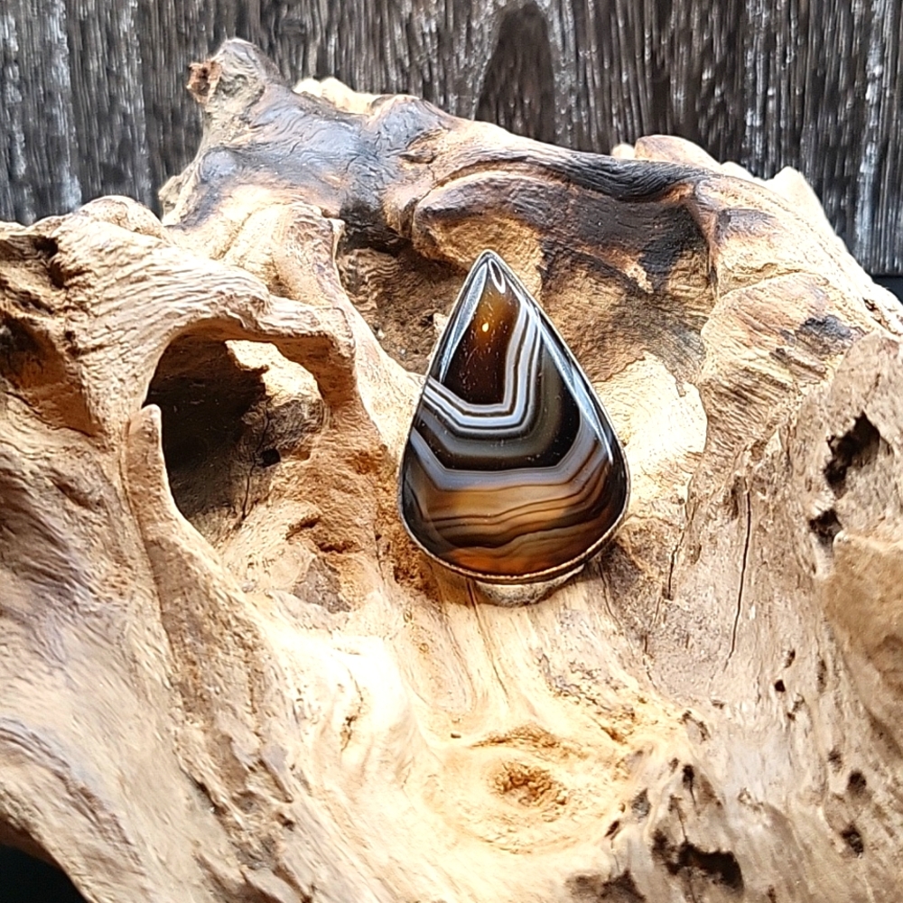 Striped Agate Adjustable Ring - NWOT